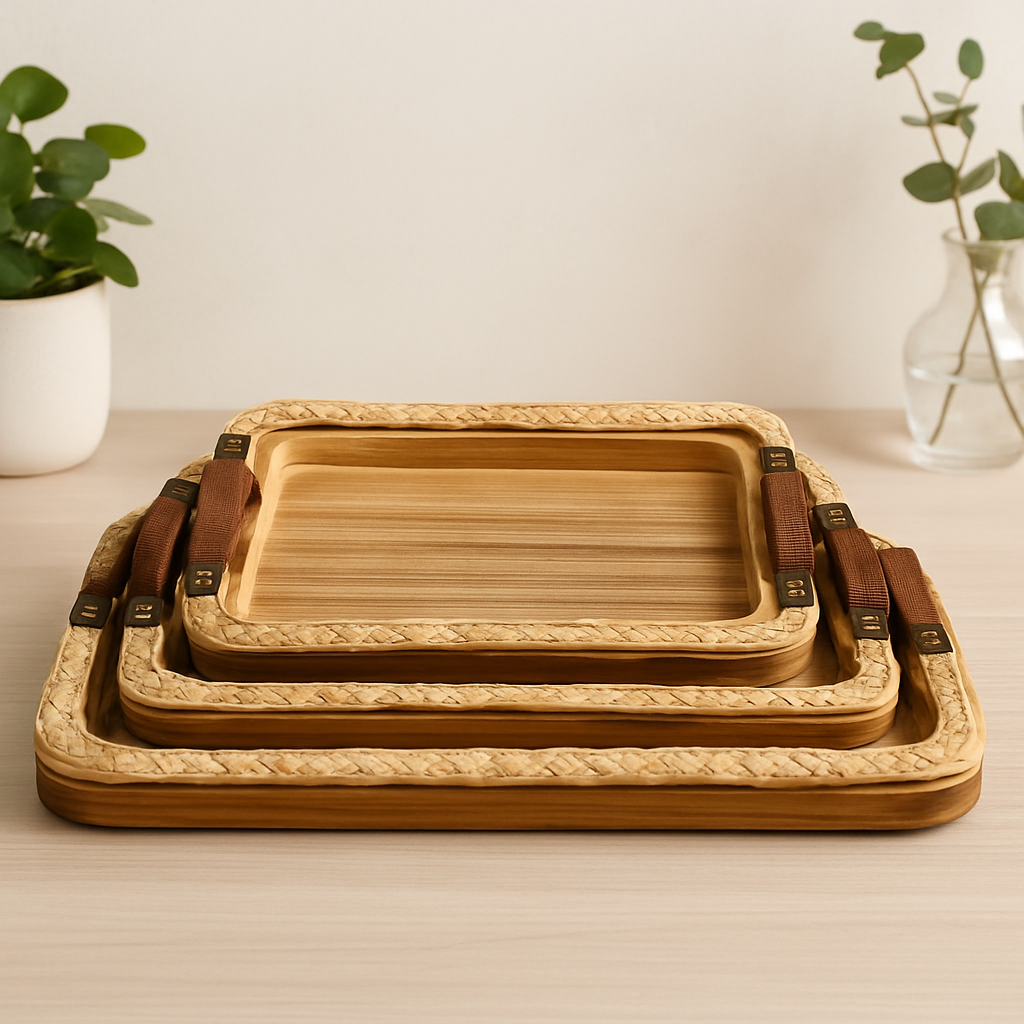 صواني خشب هاند ميد 3 قطع