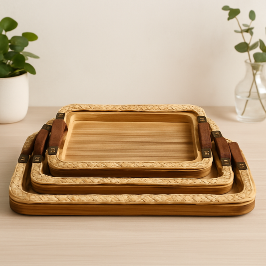 صواني خشب هاند ميد 3 قطع